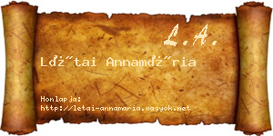 Létai Annamária névjegykártya